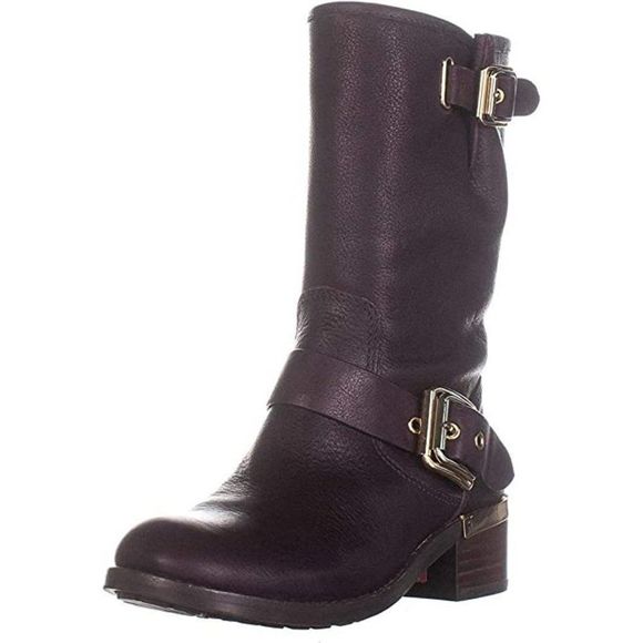 VINCE CAMUTO WOMENS WINDY LEATHER MOTO FASHION MID-CALF BOOTS SiZE 7M - Picture 1 of 5